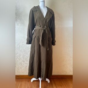 Olive Green Hooded Trench Coat
